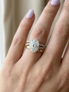 3CT Oval Cut Lab Grown Diamond Triple Pavé Band Ring