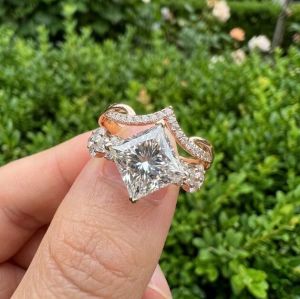 3CT Princess Cut Twisted Split Shank Engagement Ring