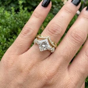 3CT Princess Cut Twisted Split Shank Engagement Ring