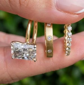 3CT Radiant Cut E VVS2/VS1 Lab Grown Diamond Ring Set