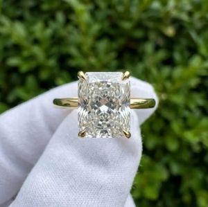 4 Piece Yellow Gold Lab Grown Diamond Matching Wedding Band Ring Set