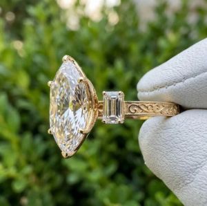 4CT Dutch Marquise Cut Lab Grown  IGI Certified Diamond Ring