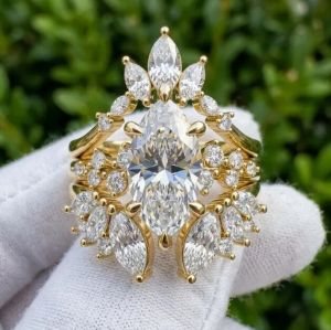 4CT IGI Certified Marquise Lab Grown Diamond Ring Set