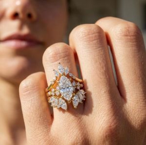 4CT IGI Certified Marquise Lab Grown Diamond Ring Set