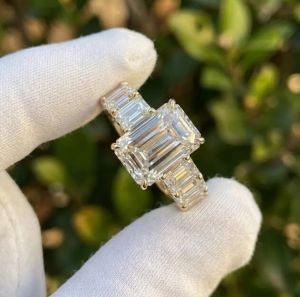6CTW Emerald Lab Grown Diamond Engagement Ring