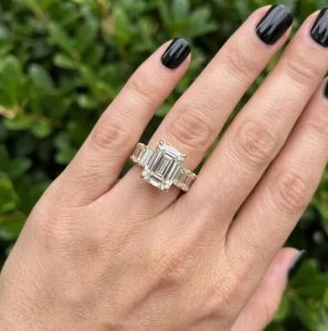 6CTW Emerald Lab Grown Diamond Engagement Ring