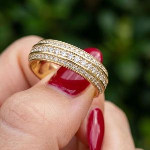 6mm Wide Triple Row Lab Grown Diamond Wedding Band Ring