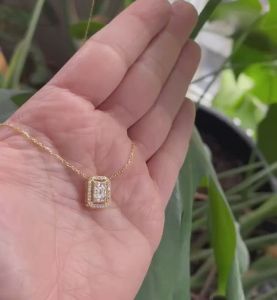 Gold Baguette Cz Necklace Pendant