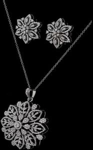 Lab Grown Diamond Flower Pendant Set
