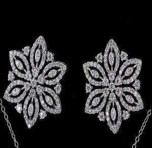 Lab Grown Diamond Flower Pendant Set