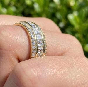 Luxury 7mm Width Princess Cut Lab Grown Diamond Eternity Ring