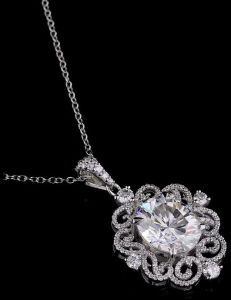 Oval Cut Diamond Halo Pendant Necklace