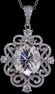 Oval Cut Diamond Halo Pendant Necklace