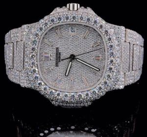 Skeleton Round Dial Moissanite Diamond Watch
