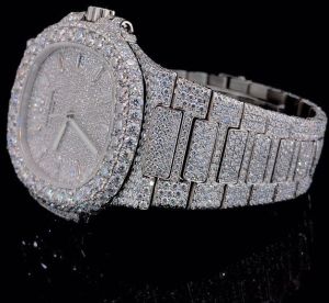 Skeleton Round Dial Moissanite Diamond Watch