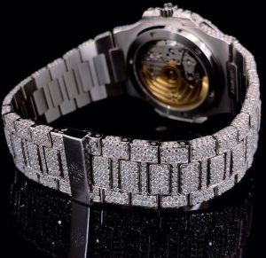 Skeleton Round Dial Moissanite Diamond Watch