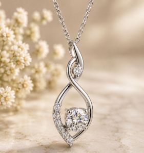 Solid Gold Round Lab Grown Diamond Charm Pendant