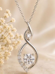 Solid Gold Round Lab Grown Diamond Charm Pendant