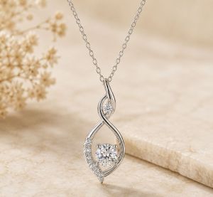 Solid Gold Round Lab Grown Diamond Charm Pendant