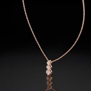 Three Stone Diamond Drop Pendant
