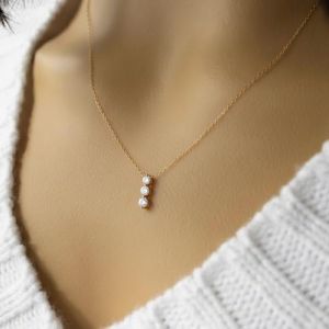 Three Stone Diamond Drop Pendant