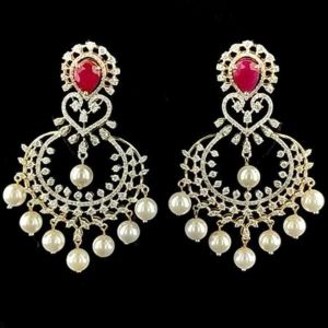Exotic Yellow Gold Designer Diamond Chandbali Earrings