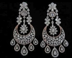 Party Wear Real Diamond Chandbali Earrings