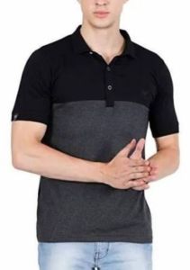 Mens Black Polo Collar T-Shirt