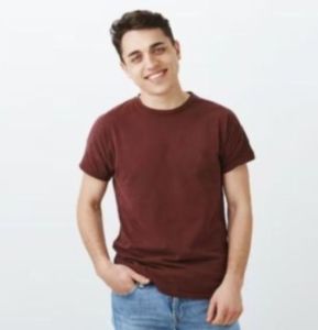 Mens Casual Maroon Crew Neck Cotton T-Shirt