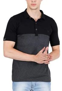 Mens Charcoal Black Polo Collar T-Shirt