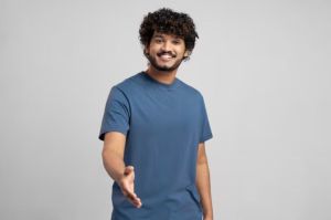 Mens Classic Steel Blue Casual Cotton T-Shirt