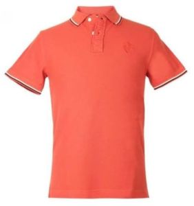 Mens Coral Orange Polo Collar T-Shirt