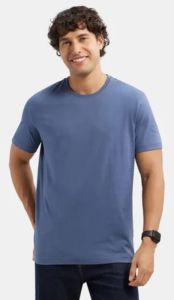Mens Steel Blue Casual Round Neck T-Shirt
