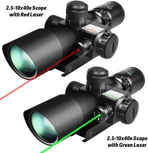 2.5-10X40 Compact Tactical Scope with Integrated Red Laser