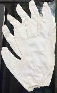 White Cotton Hosiery Safety Gloves