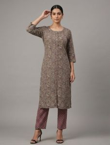 Ladies Brown Paisley Cotton Co-Ord Set