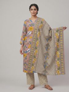 Ladies Dusty Pink Floral Cotton Ethnic Suit