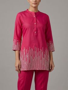 Ladies Fuchsia Sequin Co-Ord Set