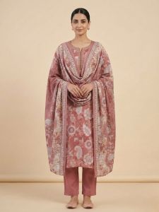 Ladies Rose Pink Printed Cotton Ethnic Suit