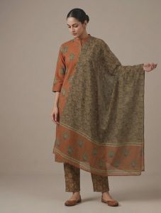 Ladies Rust Printed Cotton Ethnic Suit