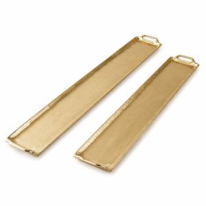 Premium Handmade Wood Serving Tray with Decorative Metal Floral Handles Luxury Brass Snack Tea Co