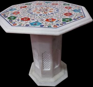 White Marble Inlay Center Table