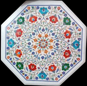 White Marble Inlay Center Table