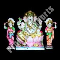 Marble Ganesh with Ridhi Sidhi Statue