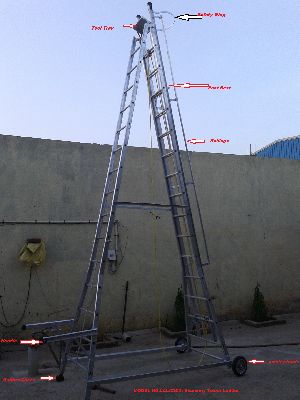 Economy Tower Extendable Ladder with 2 nos. Wheel railing and Safety ring etc.