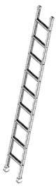 Single straight Ladder with 57mm wide steps supported on 15mm (5/8) sq solid rod.