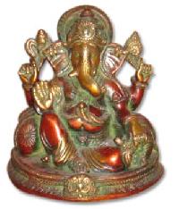 Ganesh Brass Statue (Ganesh W/2 Pillow on Dragon Base)