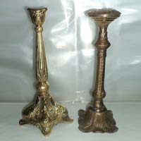 Brass Candle Stand in Fancy Embossed