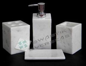 WHITE MARBLE BATH SET