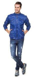 Glossy Zipper Royal Leather Jacket